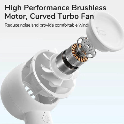 Bladeless Mini Portable Fan With Safe Design Turbo Handheld Breeze 5 Speed Modes USB Rechargeable Up To 16 Hours inner mechanism