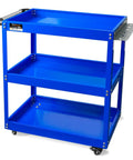 Three Tier Rolling Tool Cart With Beefy Steel 440 Lbs Capacity Thick 0.9mm Construction Rust Resistant Powder Coat Finish Easy Assembly Mobile Utility Cart For Mechanics Garage Workshop Warehouse blue 3-tier cart with casters