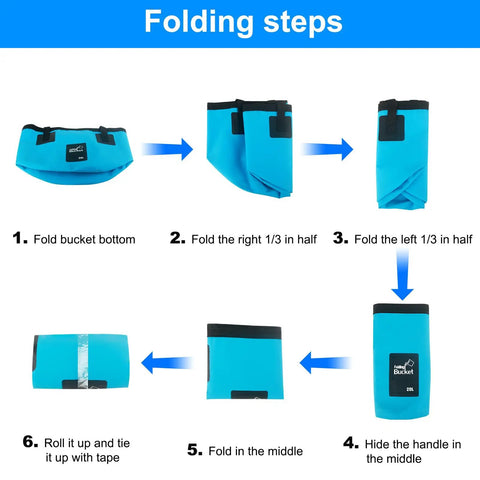 Folding steps for 5 Gallon Collapsible Bucket With Handle For Camping Car Wash Beach Gardening RV Laundry And Emergency Prep