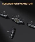 Dimensions of components in Ultimate 24-In-1 Magnetic Ratchet Screwdriver Set With Reversible T-Handle And Mini Bit Driver Kit.