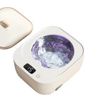 Slick White Ultrasonic Denture Washing Pod For Clear Retainers And Dainty Jewelry Fast Vibration Cycle, water inside.