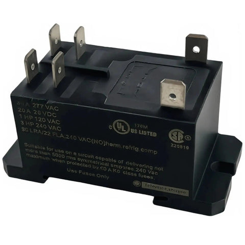 Heavy Duty Power Relay 230V Coil, 30A At 250 Or 277 VAC, DPST NO 2NO With 6 Tab Quick Connect, DIN Rail Or Panel Mount