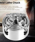 Heavy Duty 4 Jaw Independent Lathe Chuck With 3 Inch Reversible Jaws manual chuck with self-centering design and durable finish.