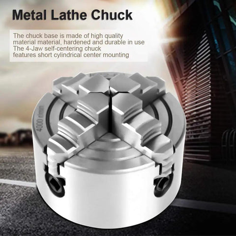 Heavy Duty 4 Jaw Independent Lathe Chuck With 3 Inch Reversible Jaws manual chuck with self-centering design and durable finish.