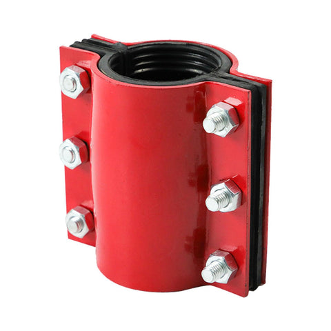 Heavy Duty Pipe Repair Clamp for Steel and Plastic Pipes, Waterproof Seal, Rustproof Steel Body, red clamp with bolts