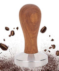 58mm Stainless Steel Coffee Tamper With Wooden Handle Heavy Duty Powder Pressing Tool For Richer Espresso Brew