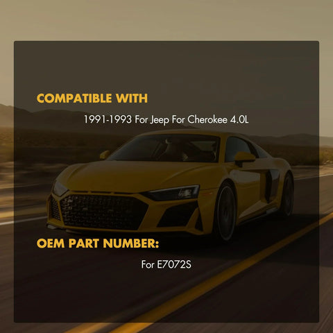 Yellow sports car on road, compatible part for 1991-1993 Jeep Cherokee 4.0L, OEM part number E7072S