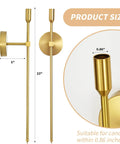 Sleek Gold Wall Candle Sconces Set Of Two Large 23 Inch Modern Light Fixtures For Bedroom Dining Room And Living Room Chic Home Decor That Delivers Major Flex Ambiance Always - side view with dimensions shown.
