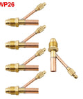 Heavy Duty Copper Tig Torch Quick Connectors For Water Cooled Welding Machines Including Male Cable Gas Separator Adapter Fits Wp9 Wp17 Wp26 Models with five copper connectors and WP26 adapter