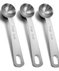 Three Piece Stainless Steel Measuring Spoons Set For 1 Teaspoon 5ml Precise Cooking And Baking No Guesswork For Spices And Salt