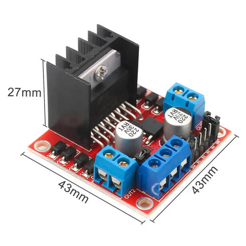 Dual H-Bridge L298N Motor Drive Controller Board dimensions 43x43x27mm for Arduino DIY RC Car And Robotics Dope Kit