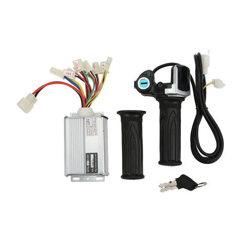 36V 1000W Ebike Controller Kit With Locking Battery Display And Twist Throttle Grip Ready To Roll Brushed Motor Speed Controller Replacement kit with controller, throttle grip, wires and keys