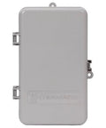 2T2500GA Plastic Electrical Box Enclosure Five And A Half Inch By Nine And Three Eighths Inch By Three And Three Quarters Inch Indoor Outdoor Gray 3R Rated Heavy Duty Rainproof Housing With Multiple Knockouts Built Tough For Humid Environments front view