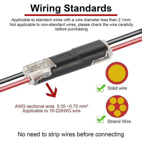 Double Wire Plug In Connector With Locking Buckle No Tools Needed Quick Clip Fasteners for Strip Lights and Model Kits