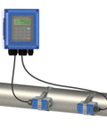 No Contact Ultrasonic Water Flow Meter With Bidirectional Measurement TUF-2000B with clamp-on transducers on pipe