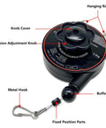 Close-up of a tensioner part in Tufting Gun Kit for Beginners With Cut Pile and Loop Pile Tools, showing knobs and metal hook
