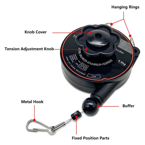 Close-up of a tensioner part in Tufting Gun Kit for Beginners With Cut Pile and Loop Pile Tools, showing knobs and metal hook