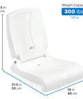 Foldable Adult Flip Seat Portable Outdoor Chair With Back Support For Poolside Tailgating Camping And Picnics in white, 300 lbs capacity
