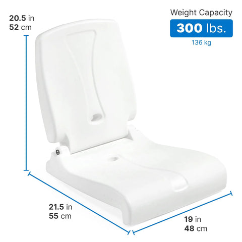 Foldable Adult Flip Seat Portable Outdoor Chair With Back Support For Poolside Tailgating Camping And Picnics in white, 300 lbs capacity