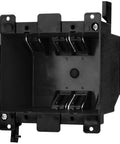 Front view of Black PVC 2 Gang Old Work Box Deep 25 Cu In Electrical Box For Switches And Outlets Plastic Junction Box ETL Listed Fire Rated For 2 Hours