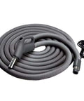 Current-Carrying Crush-Proof Central Vacuum Hose With Swivel Handle, 30 Foot Length, 1.38 Inch Inner Diameter, Coiled on White