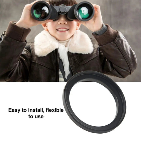 Child with binoculars above M42 To M48 Ring Adapter M42x0.75 Male To M48x0.75 Female Aluminum Alloy Step Up Ring for filters.