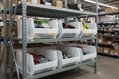Tough As Nails Clear Plastic Stackable Storage Bins 3 Pack Heavy Duty Totes Measuring 24 X 17 X 11 Inches With 300 Pound Weight Limit Perfect For Warehouse Inventory And Home Organization