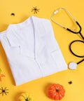 Scientist Doctor Costume For Halloween White Long Sleeve Lab Coat Unisex Adults Outfit With Stethoscope Accessory Soft Breathable