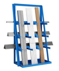 Beefy Vertical Long Parts Storage Rack With 3,000 Lb Capacity For Pipes And Lumber, Heavy Duty Pipe Organizer Shelf With Safety Chain, Blue