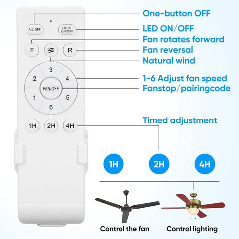 Ceiling Fan Speed Controller With Wireless Remote For Lights And Fans, Low Voltage Safe Design, Variable Frequency Control, Easy Setup, Works With Most Fans, Multiple Speed Levels From Gentle Breeze To Strong Turbo, remote buttons