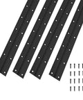 Badass 16 Inch Continuous Piano Hinges 4 Pack Heavy Duty Stainless Steel Hardware For Folding Cabinet Doors Rock Solid Construction With Quick Mount Install Black, showing four black hinges and mounting screws.