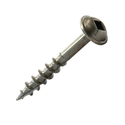 Close-up of Pack Of 1000 Pocket Hole Deck Screws Heavy Duty Number Eight By One And A Quarter Inch Square Drive For Wood