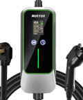 No Fuss Portable Level 2 EV Charger With J1772 Connector For Electric Cars, 40 Amp Fast Charging Station with display and cables.