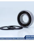 Top Quality 6204 Hybrid Ceramic Bearing 20x47x14mm Sealed Deep Groove Design with rubber seals for dust-proof reliability.