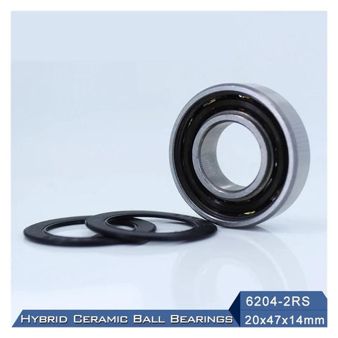 Top Quality 6204 Hybrid Ceramic Bearing 20x47x14mm Sealed Deep Groove Design with rubber seals for dust-proof reliability.