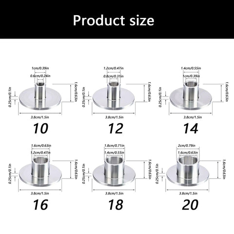 Heavy Duty Stainless Steel Router Template Guide And Trim Ring For Precision Woodworking and Metal Cutting Tasks with size measurements.