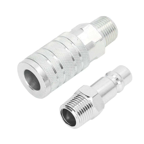 Premium 4 Piece Air Hose Fitting Kit 1/2 Inch NPT Quick Connector Set with Six Ball Locking System For High Tools And Pneumatic Gear Up To 300 Psi, steel coupler and plug
