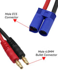 EC5 Male To 4.0mm Banana Plug Adapter For IC5 Connector, 12AWG silicone wire, male EC5 and 4.0mm bullet connectors shown.