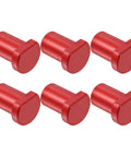 Six Pack Aluminum Alloy Bench Dogs With Low Profile Desktop Tenon Design, red, set of six, for woodworking T-track benches.