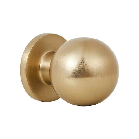 Champagne Gold Brushed Brass Cabinet Knobs 1 Inch Round Hardware, side view of knob highlighting its brushed brass finish.