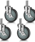 No Nonsense Heavy Duty 4 Inch Casters For Wire Shelving Racks, set of four thermoplastic wheels with sealed ball bearings.