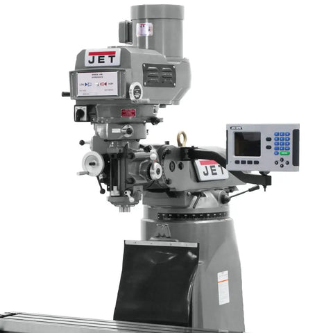 Precision Milling Machine Pro Grade with 3 Axis ACU RITE 203 DRO, quill and X and Y axis power feeds, shown from front angle.