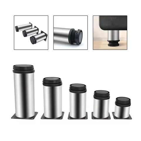 Adjustable Stainless Steel Furniture Legs 4 Pack for Tables Cabinets and Sofas with Screws Replacement Metal Foot Hardware