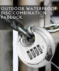 Heavy Duty Stainless Steel Discus Padlock with 4-Digit Combination on chain, 2-Pack, Ideal for Storage Units, Trailers, Garages and Sheds