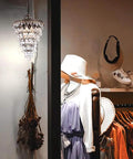 Crystal Chandelier in Farmhouse Bronze, 4 Light Hanging Pendant Fixture for Bedroom Entryway Living Room Kids Room Corridor Closet, 14 Inch Diameter, Adjustable Chain, Elegant Rustic Glam Vibe in a stylish closet setting