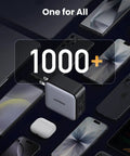 GaN 100W USB C Charger With Four Ports, Ultra Compact Foldable Power Adapter For Laptops and Phones On the Go, Fast 100W Charging For MacBook Pro and Air, iPad Pro, iPhone 17 16 15 Series, Galaxy S25 S24, Pixel 10 9, Steam Deck, Pixelbook, shown with 100W+ devices