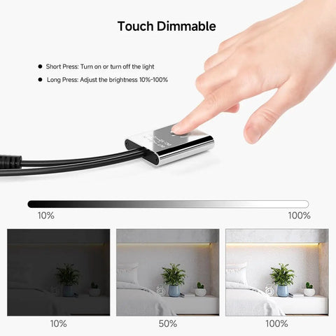 Mini Touch Dimmer Switch For Cabinet Lighting With Smooth Brightness Control And On Off Touch Dimming Controller, 12 24V DC, Max 3A, Monochrome LED Strip Compatible, PWM Dimmer For FCOB COB Bars, Silver Finish