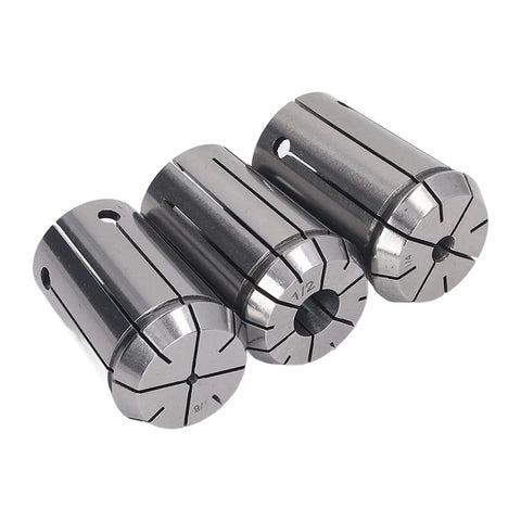 Dope 3PC Spring Steel Collet Chuck Set With Wrench For Milling And Cnc Lathe Engraving Tools featuring 1/8, 1/4, 1/2 inch ER collets.