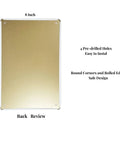 Back view of Xanovir music tin sign, gold metal wall plaque, 8x12 inches, four pre-drilled holes for easy mounting.