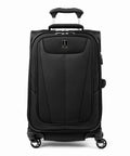 Front view of black Travelpro Maxlite 5 softside expandable 21-inch carry-on luggage with four spinner wheels